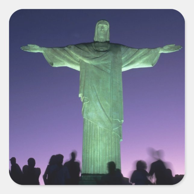 Rio de Janeiro, Brasilien. Die Christusstatue auf Quadratischer Aufkleber (Vorderseite)