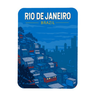 Rio De Janeiro Brasilien Favela Reise Kunst Vintag Magnet