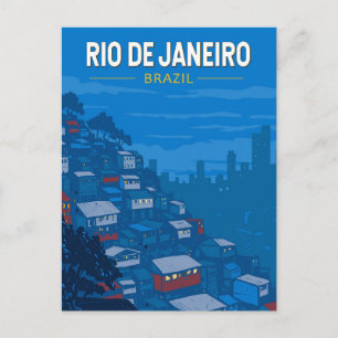 Rio De Janeiro Brasilien Favela Reise Kunst Vintag Postkarte