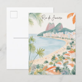 Rio de Janeiro Brasilien Gouache Illustration Trav Postkarte