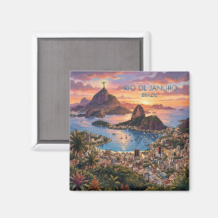 Rio De Janeiro Brasilien Reise Kunst Vintage Magnet
