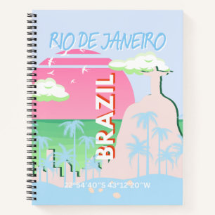 Rio de Janeiro Brasilien Reisen Art Blue Illustrat Notizbuch