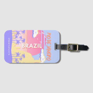 Rio de Janeiro Brasilien Reisen Art Blue Poster Gepäckanhänger