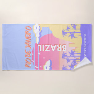 Rio de Janeiro Brasilien Reisen Art Blue Poster Strandtuch