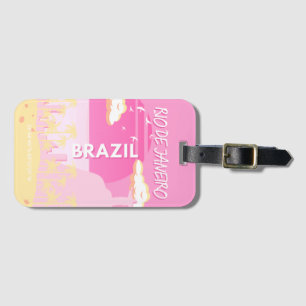 Rio de Janeiro Brasilien Reisen Art Pink Illustrat Gepäckanhänger