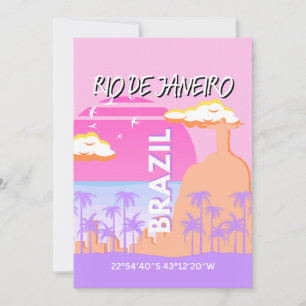 Rio de Janeiro Brasilien Reisen Art Pink Poster Feiertagskarte
