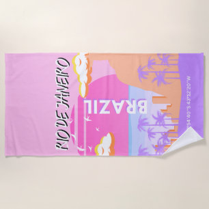 Rio de Janeiro Brasilien Reisen Art Pink Poster Strandtuch