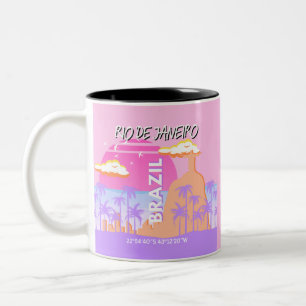 Rio de Janeiro Brasilien Reisen Art Pink Poster Zweifarbige Tasse