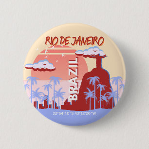 Rio de Janeiro Brasilien Reisen Art Retro Poster Button