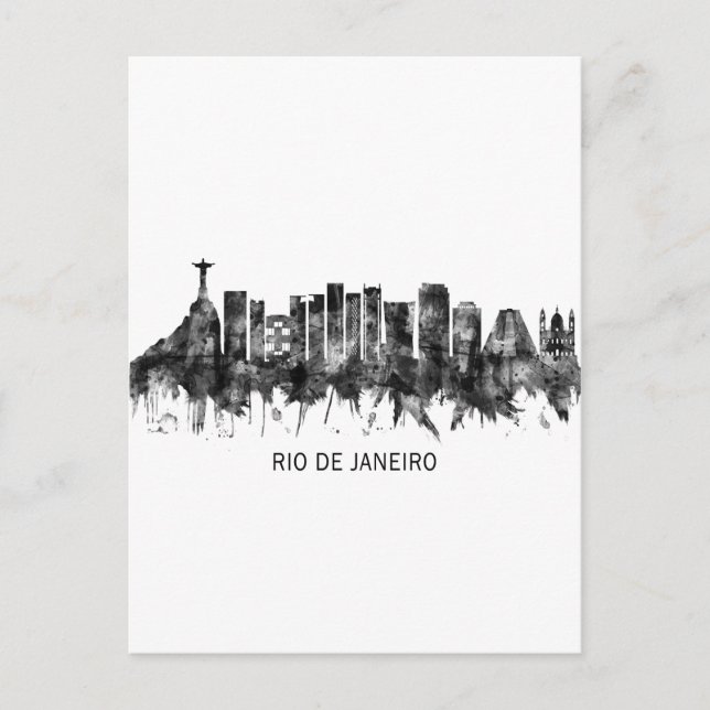 Rio de Janeiro Brasilien Skyline BW Einladungspostkarte (Vorderseite)