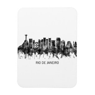 Rio de Janeiro Brasilien Skyline BW Magnet