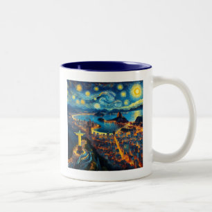 Rio De Janeiro Brasilien Starry Night Zweifarbige Tasse