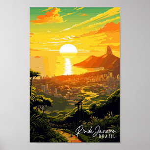 Rio de Janeiro Brasilien Vintage Reise Illustratio Poster