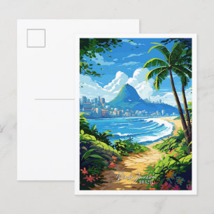 Rio de Janeiro Brasilien Vintage-Reiseillustration Postkarte
