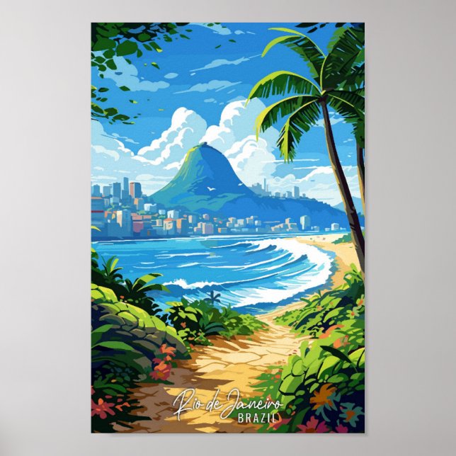 Rio de Janeiro Brasilien Vintage Travel Illustrati Poster (Vorne)