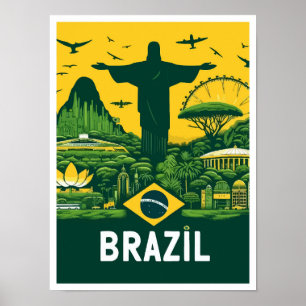 Rio de Janeiro Brasilien Vintage Travel Illustrati Poster