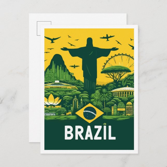 Rio de Janeiro Brasilien Vintage Travel Illustrati Postkarte (Vorne/Hinten)
