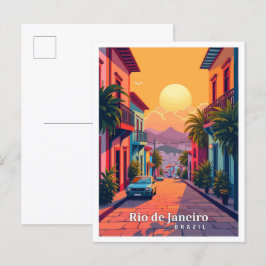 Rio de Janeiro Brasilien Vintage Travel Illustrati Postkarte