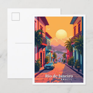 Rio de Janeiro Brasilien Vintage Travel Illustrati Postkarte