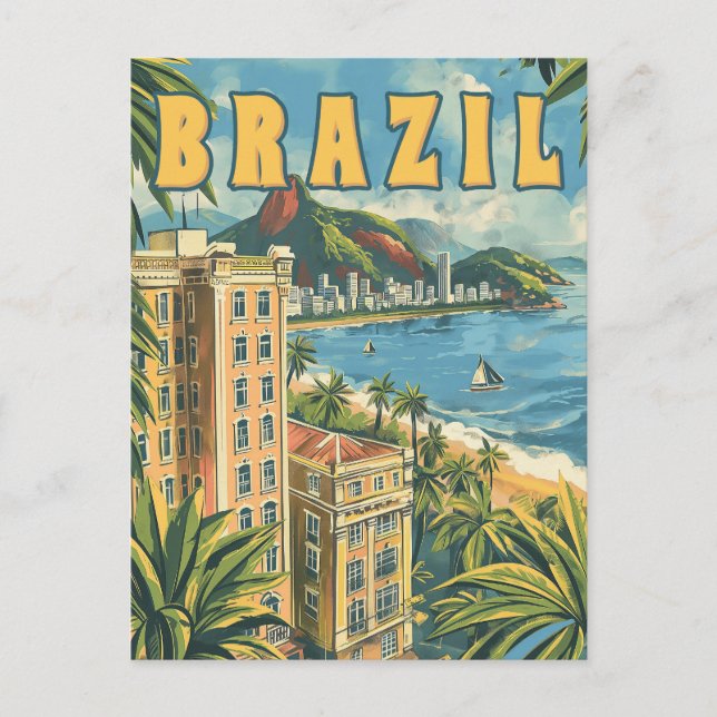 Rio de Janeiro, Brasilien Vintage Travel Postkarte (Vorderseite)