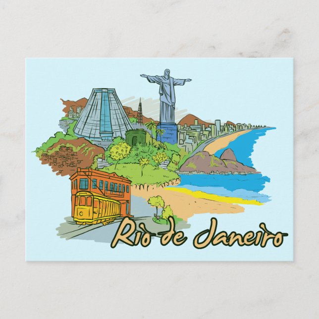 Rio de Janeiro, Brasilien, Weltberühmte Stadt Postkarte (Vorderseite)