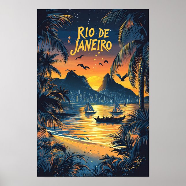 Rio de Janeiro Brazil Art Vintage Travel Poster (Vorne)