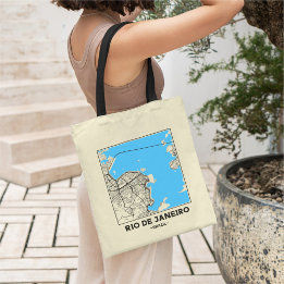Rio de Janeiro, Brazil City Map Tote Bag Tragetasche