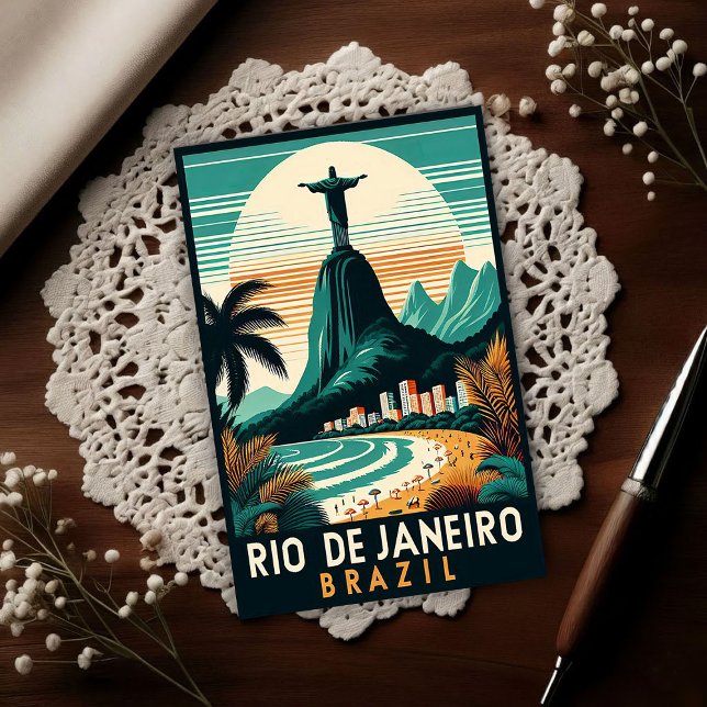 Rio de Janeiro Brazil Vintage Travel Postkarte (Von Creator hochgeladen)