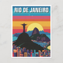 Rio de Janeiro Christ der Erlöser Retro Vintag Postkarte