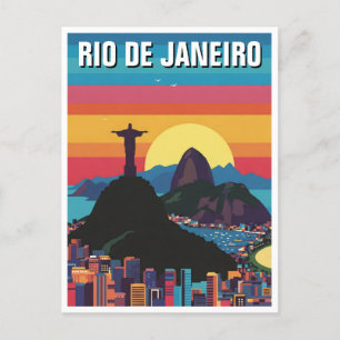 Rio de Janeiro Christ der Erlöser Retro Vintag Postkarte