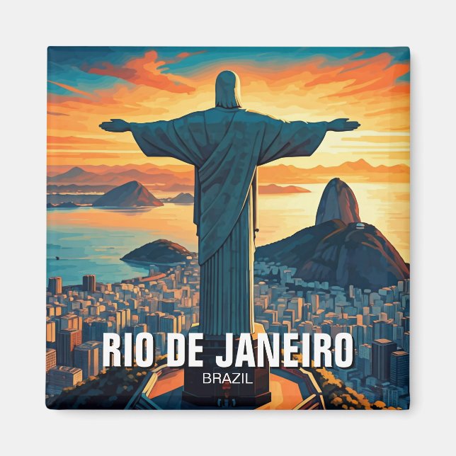 Rio de Janeiro Christ der Erlöser Sonnenuntergang Magnet (Vorne)