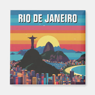 Rio de Janeiro Christus der Erlöser Retro Vintage Magnet