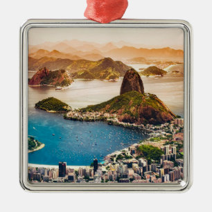 Rio de Janeiro City Foto Ornament Aus Metall