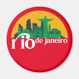 Rio De Janeiro City Skyline Retro Stadtbild Magnet
