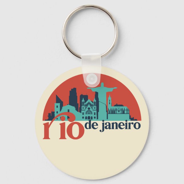 Rio De Janeiro City Skyline Vintage Stadt Schlüsselanhänger (Vorderseite)