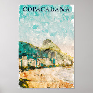 Rio de Janeiro Copacabana Beach Malerei Poster