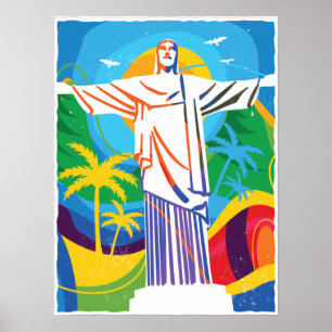 Rio de Janeiro Cristo Redentor Brasilien farbenfro Poster