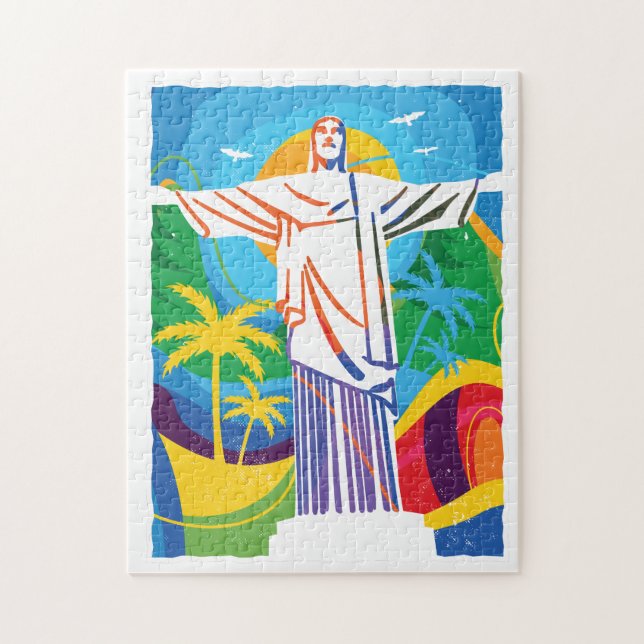 Rio de Janeiro Cristo Redentor Brasilien farbenfro Puzzle (Vertikal)