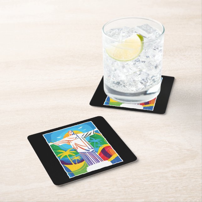 Rio de Janeiro Cristo Redentor Brasilien farbenfro Rechteckiger Pappuntersetzer (Vor Ort)