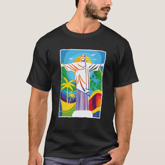 Rio de Janeiro Cristo Redentor Brazil Skyline Silh T-Shirt (Vorderseite)