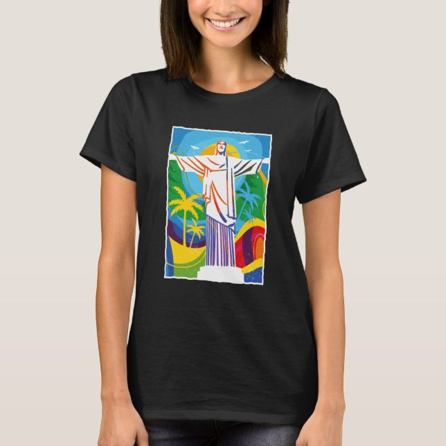 Rio de Janeiro Cristo Redentor Brazil Skyline Silh T-Shirt (Vorderseite)