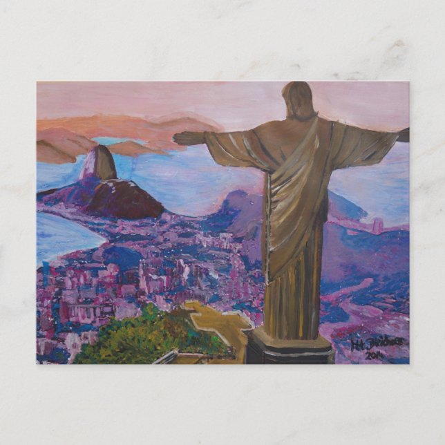 Rio de Janeiro mit Christus dem Erlöser Postkarte (Vorderseite)