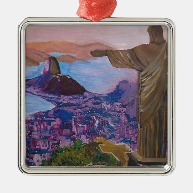 Rio de Janeiro mit Christus der Redeemer Silbernes Ornament (Vorne)