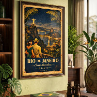 Rio de Janeiro Nacht Vintage Reiseposter
