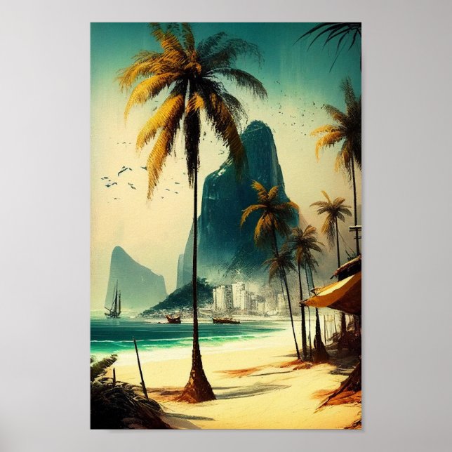 Rio de Janeiro, Palm Trees Wall Art Poster (Vorne)