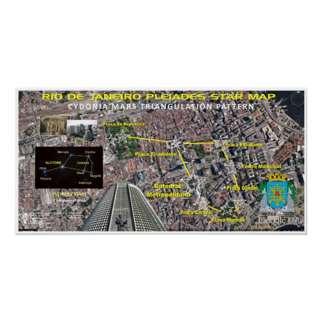 Rio de Janeiro Pleiades Karte Poster (Vorderseite)