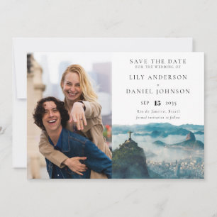 Rio de Janeiro Skyline Aquarell-Foto-Hochzeit Save The Date