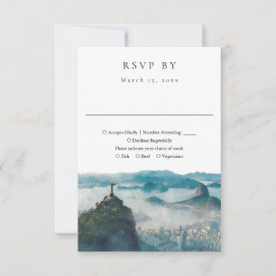 Rio de Janeiro Skyline Aquarell-Hochzeit RSVP Karte