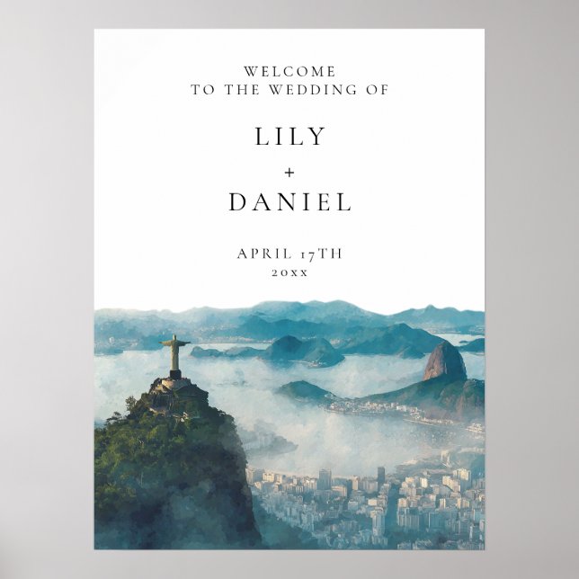 Rio de Janeiro Skyline Wedding Welcome Sign Poster (Vorne)