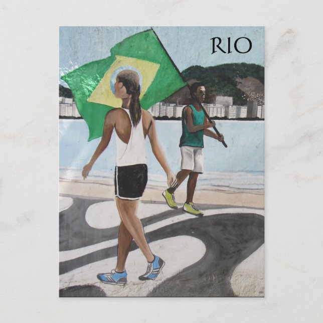 Rio de janeiro Strandfahnen Postkarte (Vorderseite)